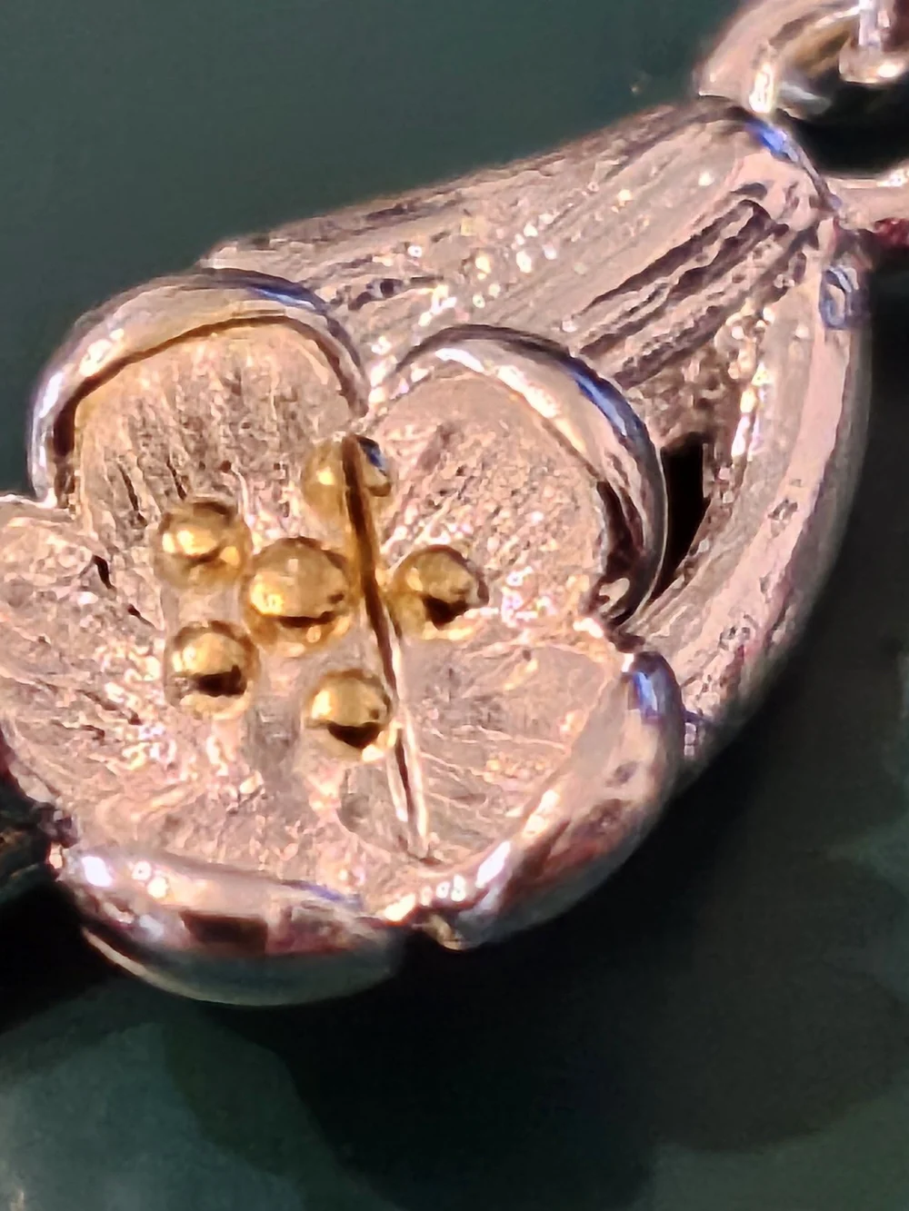 Floral Blossom 925 Sterling Silver Necklace with Gold Accents